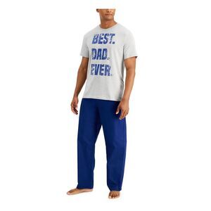 NWT CLUBROOM Mens Best Dad Ever Gray Short Sleeve Top Straight Pants Pajamas S